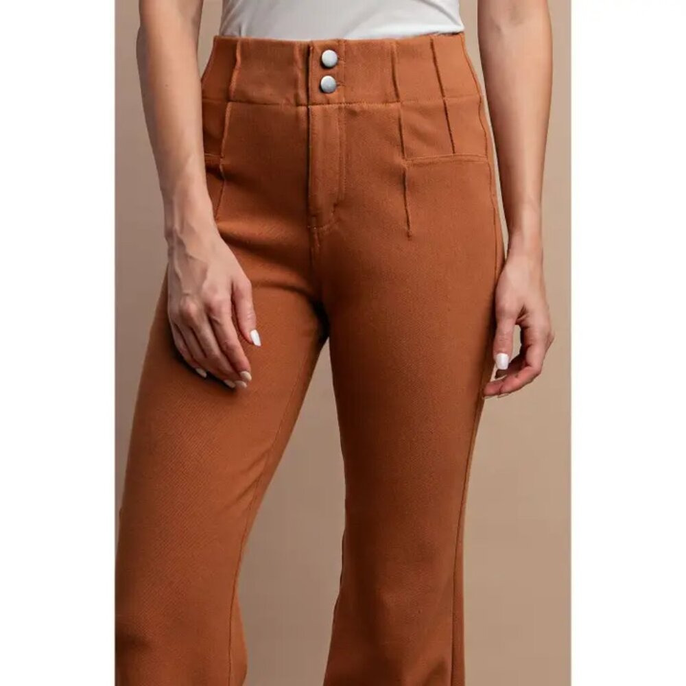 RAE MODE COTTON STRETCH TWILL DOUBLE BUTTON UP FLARED PANTS NWT - Picture 3 of 4